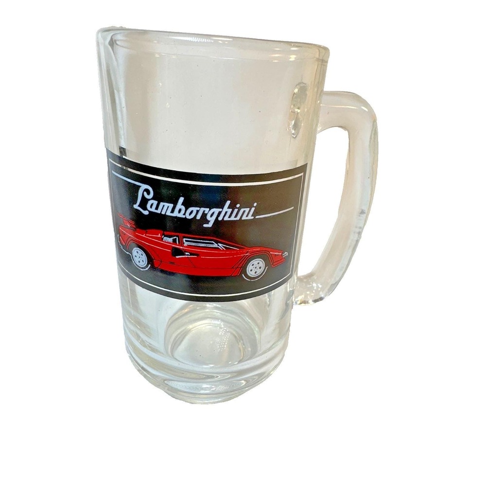Vintage Red Lamborghini Countach Car 1986 Retro 12 Oz Glass Beer Mug